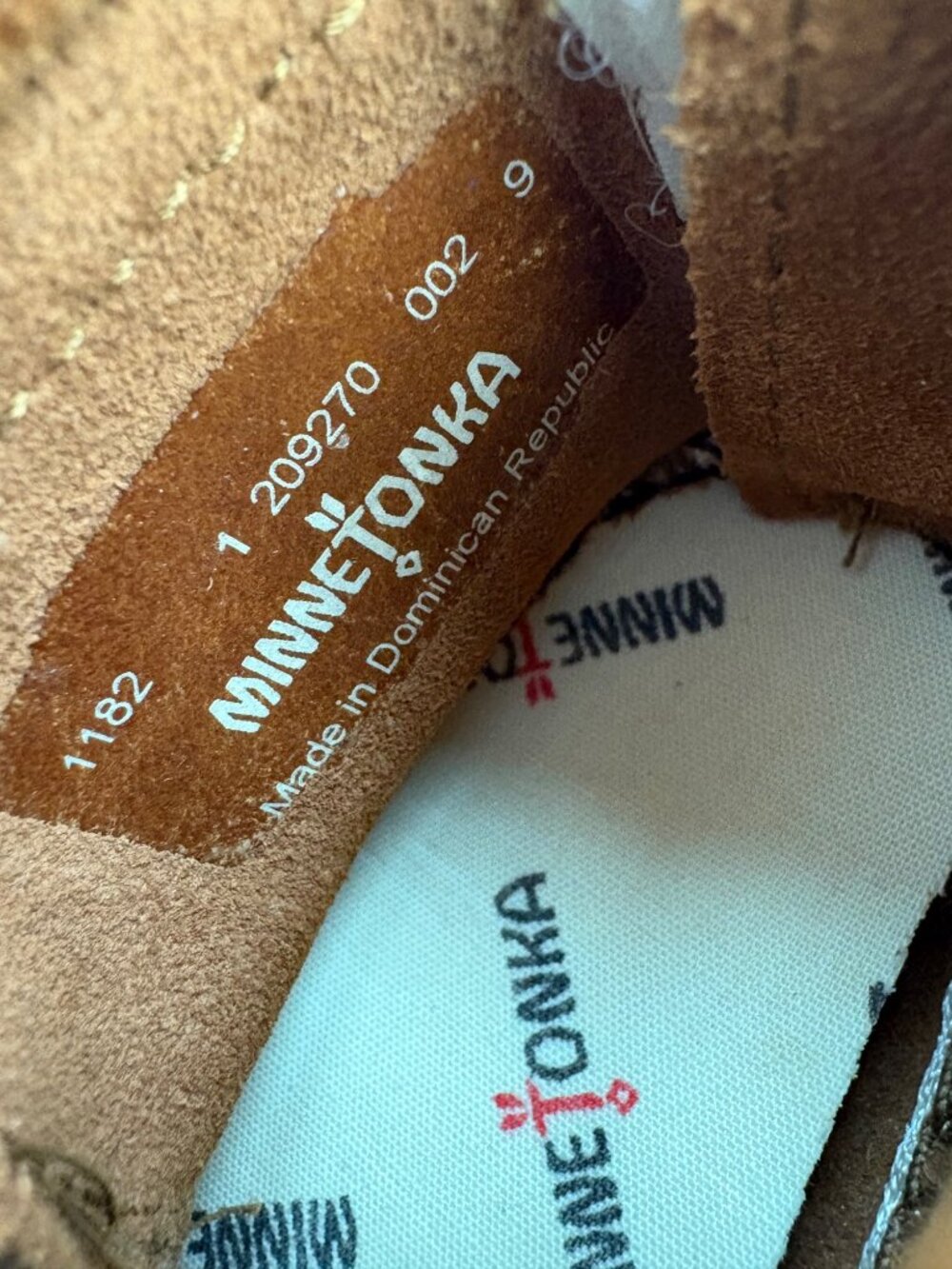 Minnetonka Back Strap Baby Fringe Bootie Brown Suede Moccasin Infant Size 1 - Picture 10 of 12
